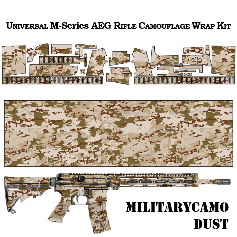 GunsWrap AR15 / M4 Rifle Skins Universal M-Serie AEG Gewehr-Tarnfolien-Set in Military Camo Dust Design für Airsoft.