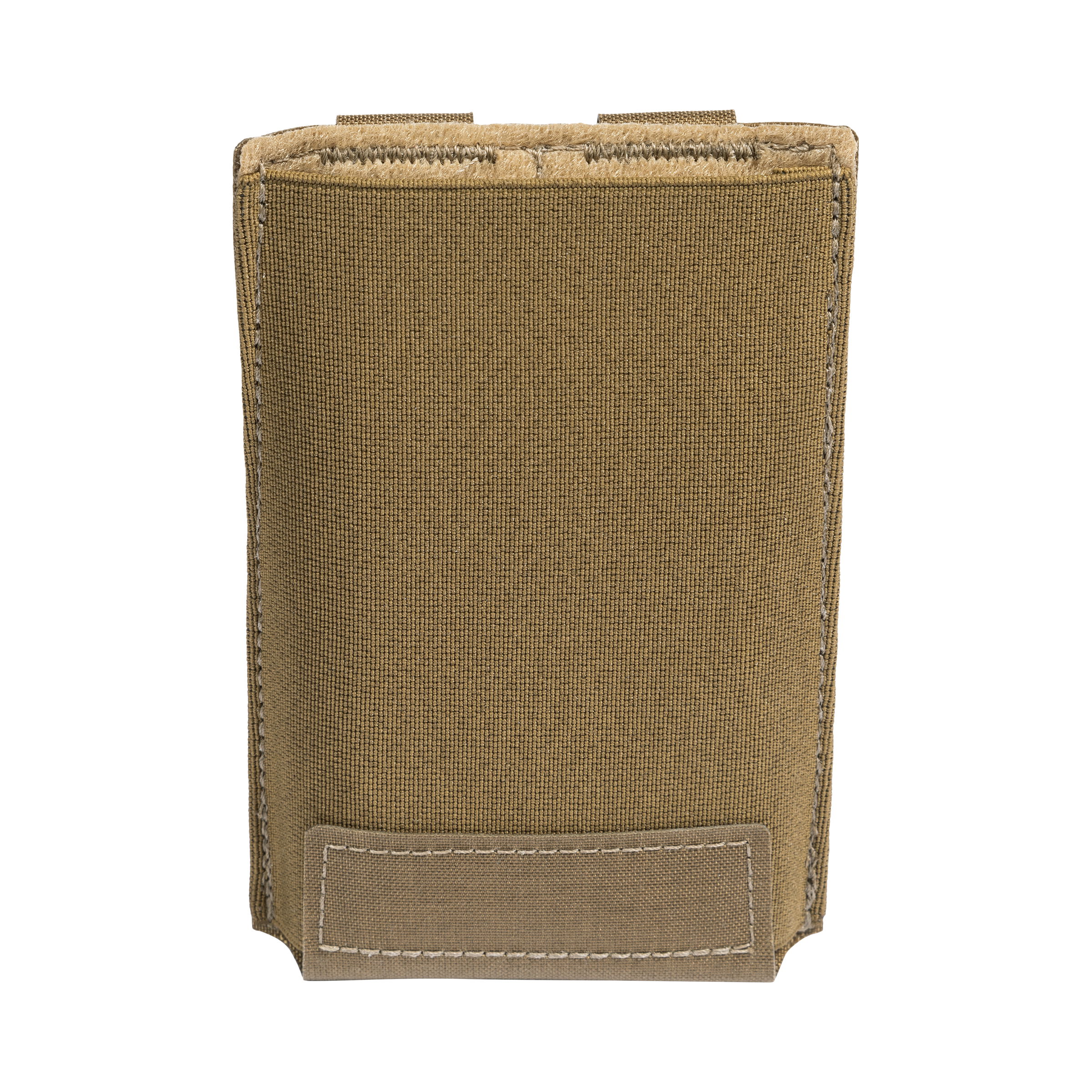 Khaki-Tasche für Airsoft-Ausrüstung, vertikale Ansicht, robuste Nähte und Material.