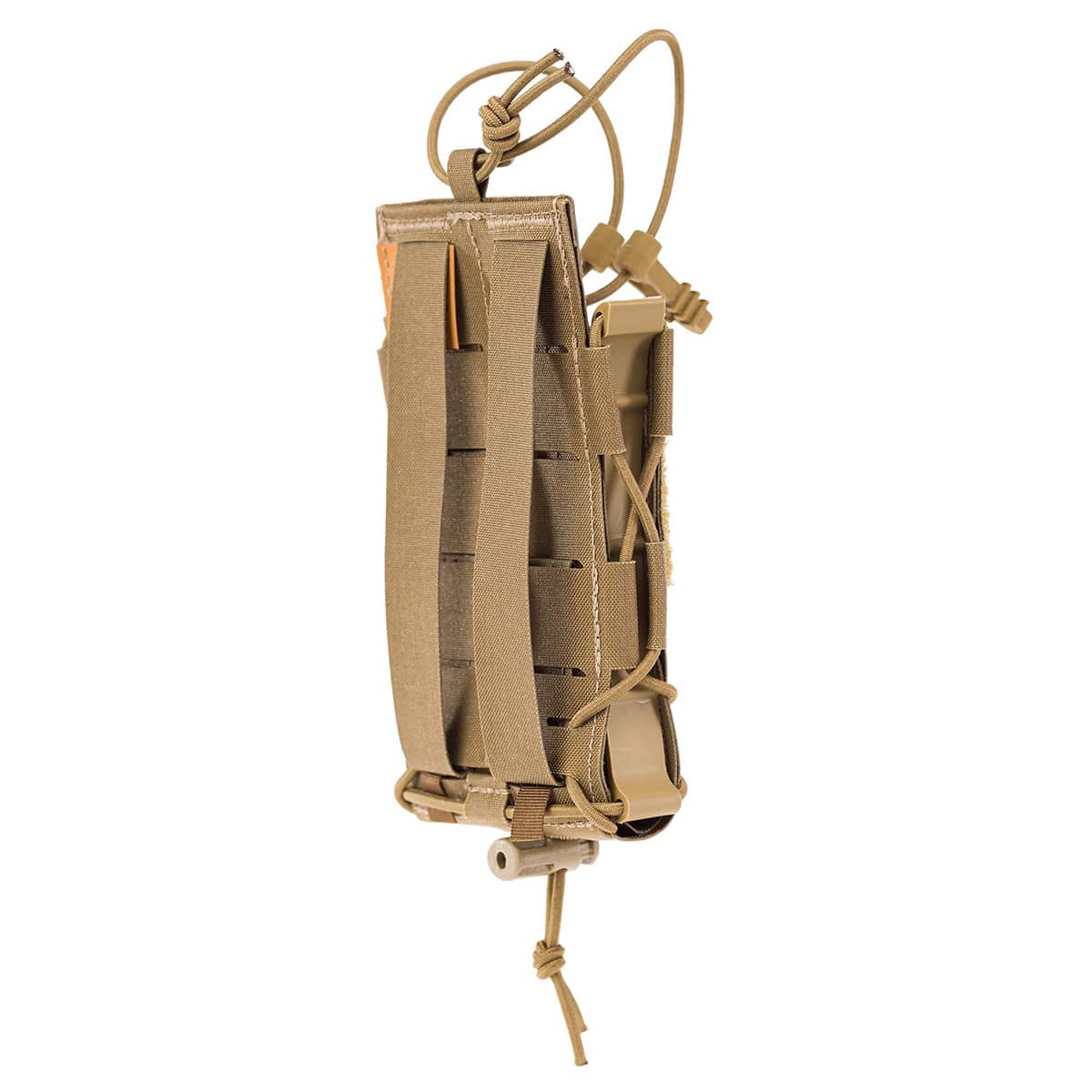 Lindnerhof Multikaliber 1er MX119 Sandfarbener Magazintasche mit MOLLE-Befestigungssystem, seitlich abgebildet. Ideal für Airsoft Zubehör.