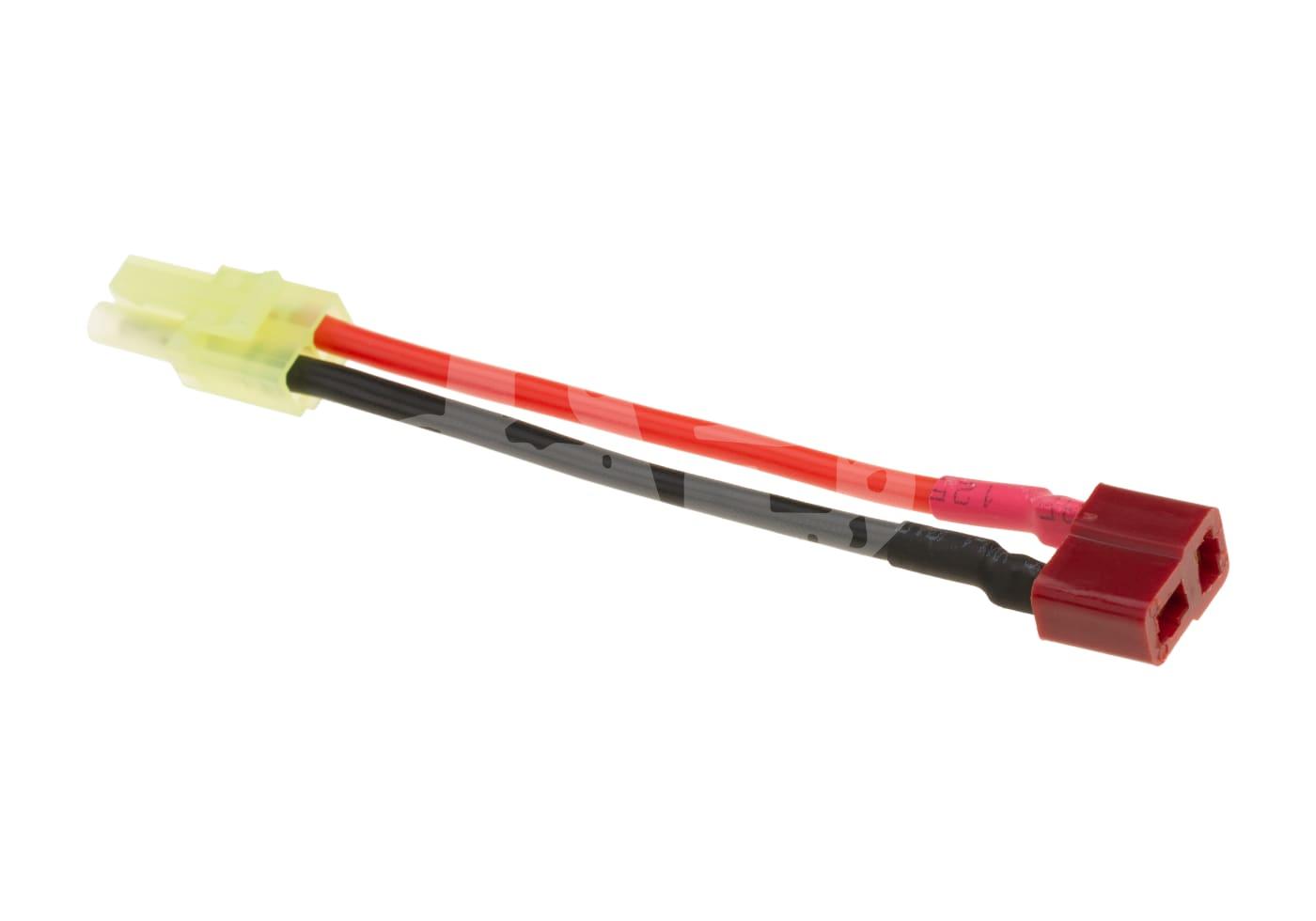 Airsoft Mini Tamiya auf T-Stecker Adapterkabel, rot-schwarz, zur Verbindung von Batterien.