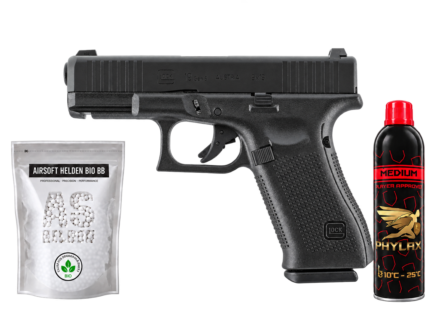 SET GLOCK 19 Gen.5 GBB schwarz - ab 18 Jahren