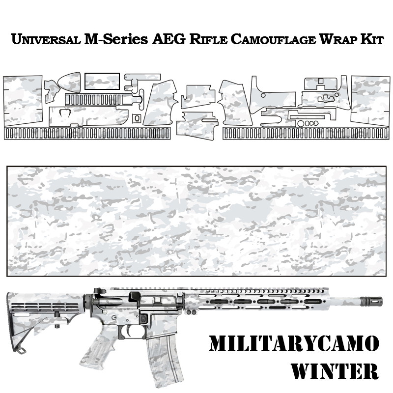 Universal M-Serie AEG Gewehr-Tarnkit in Winter-Militär-Camo-Muster. Ideal für Airsoft-Anpassungen.