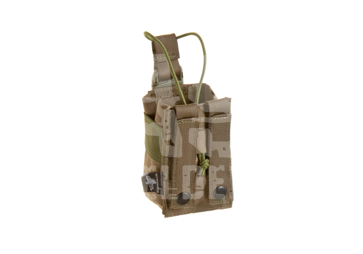 Tarnfarbenes Magazintasche mit Kordelzug und Befestigungsclip für Airsoft-Ausrüstung.