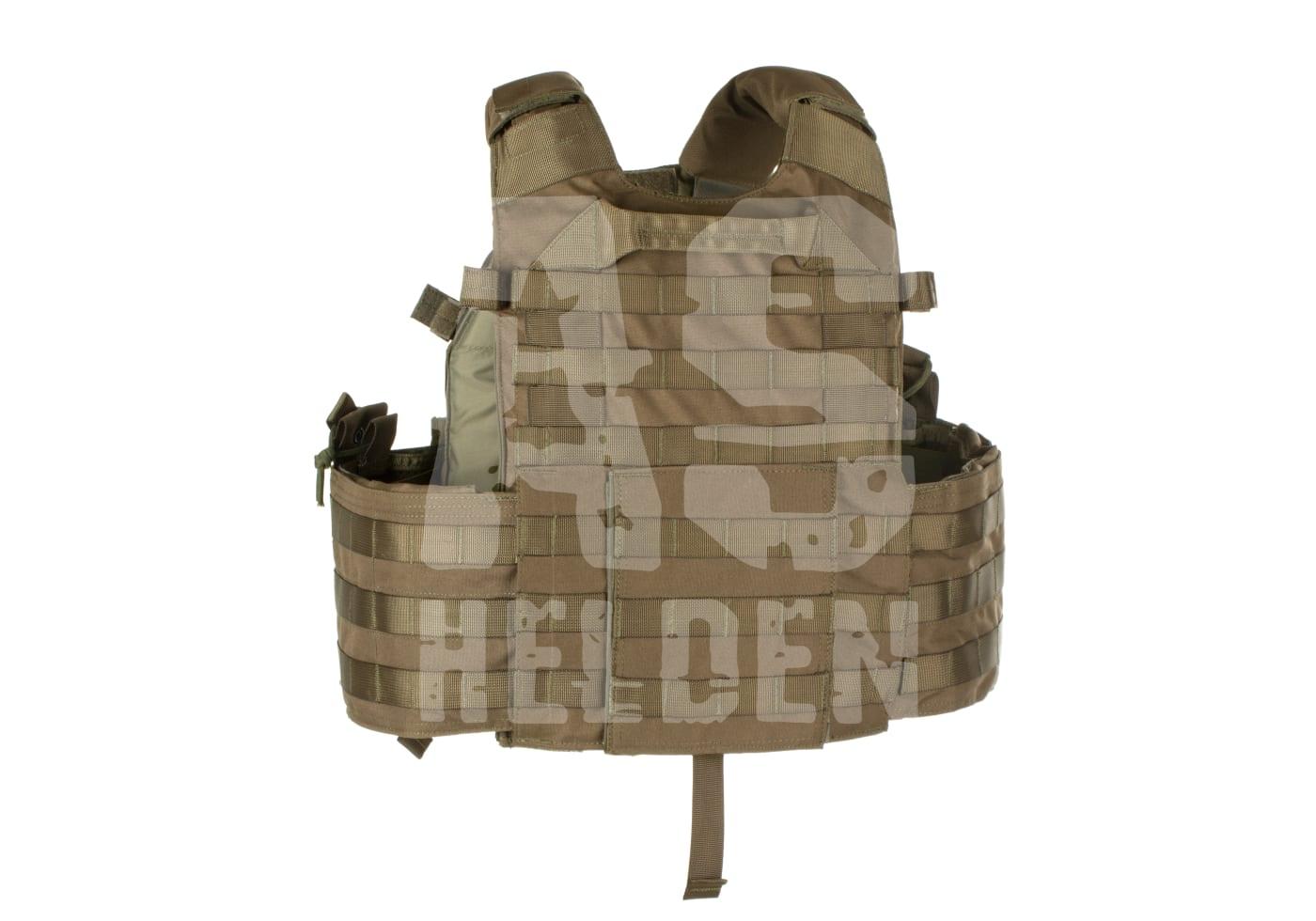 Taktische Weste in Coyote-Braun mit MOLLE-System, ideal für Airsoft-Spieler.