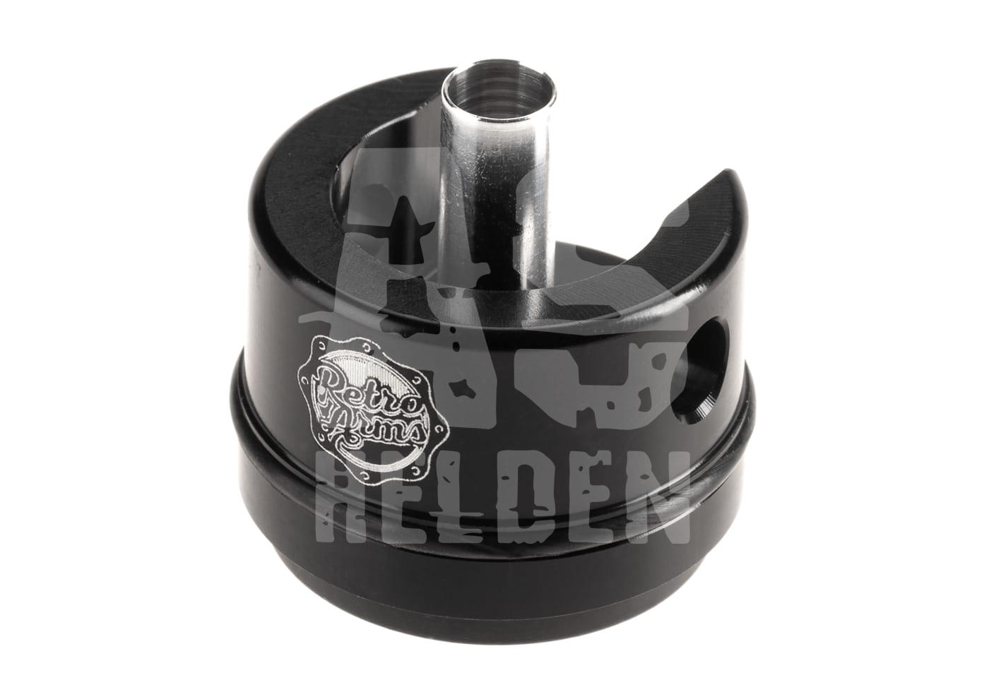 Aluminium Airsoft-Zylinderkopf in Schwarz von Retro Arms, geeignet für langlebige Airsoft-AEG-Gewehre.