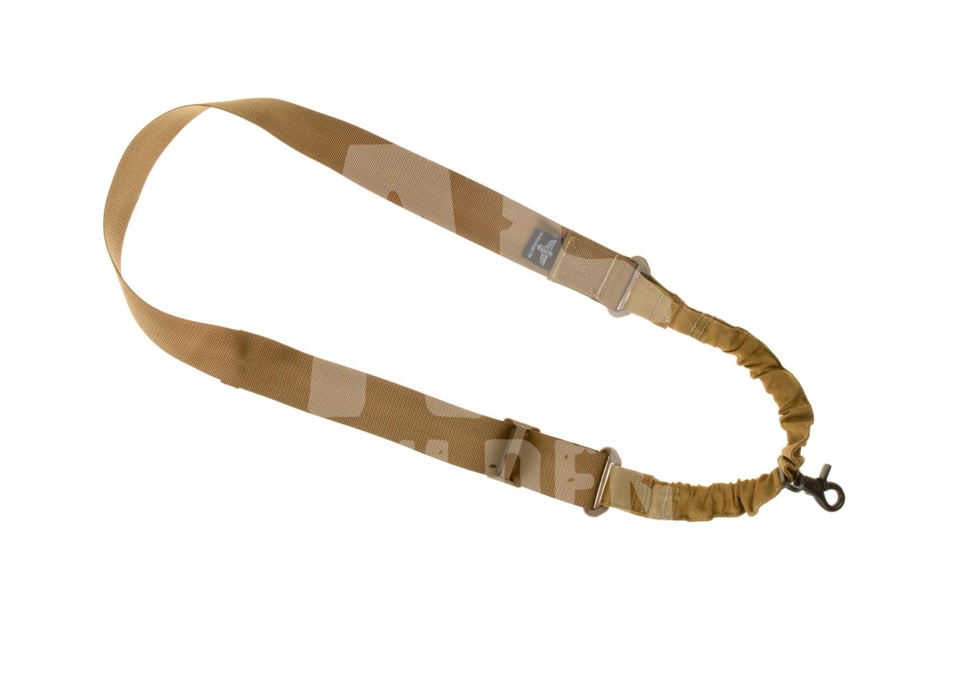 Tan Ein-Punkt-Trageriemen für Airsoft-Waffen mit Clipverschluss.