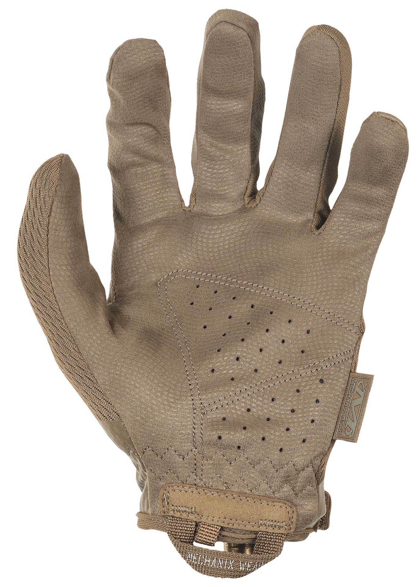 Brauner taktischer Handschuh mit rutschfester Handfläche und Belüftungslöchern, ideal für Airsoft-Spiele.