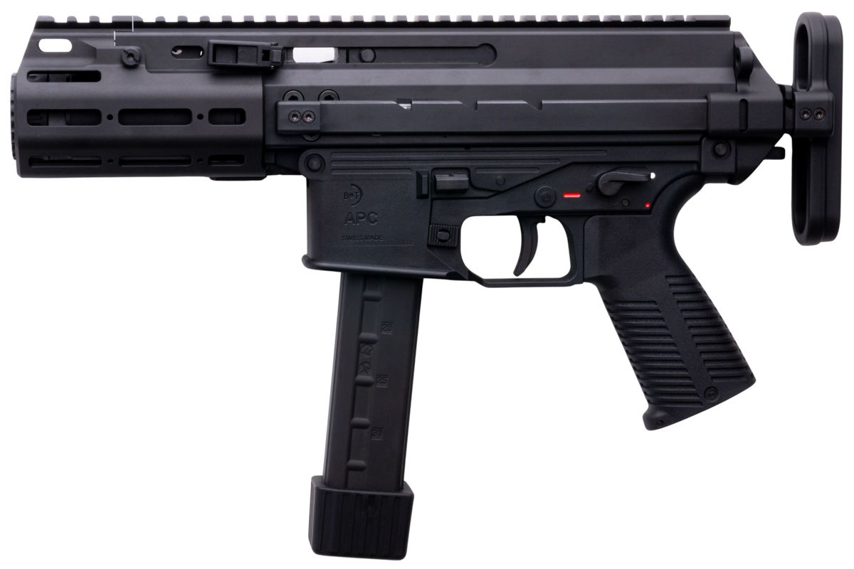 Archwick B&T APC9-K SD2 S GBB - ab 18 Jahren Schwarzer Airsoft-Maschinenpistole-Replika mit taktischem Design und Magazin.