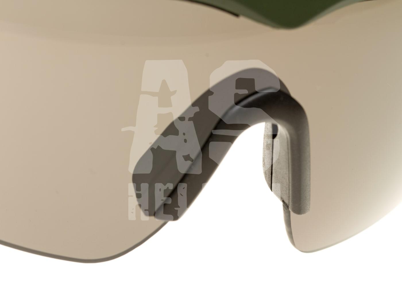 SWISS EYE® Raptor Airsoft-Schutzbrille mit getöntem Visier, Nahaufnahme.