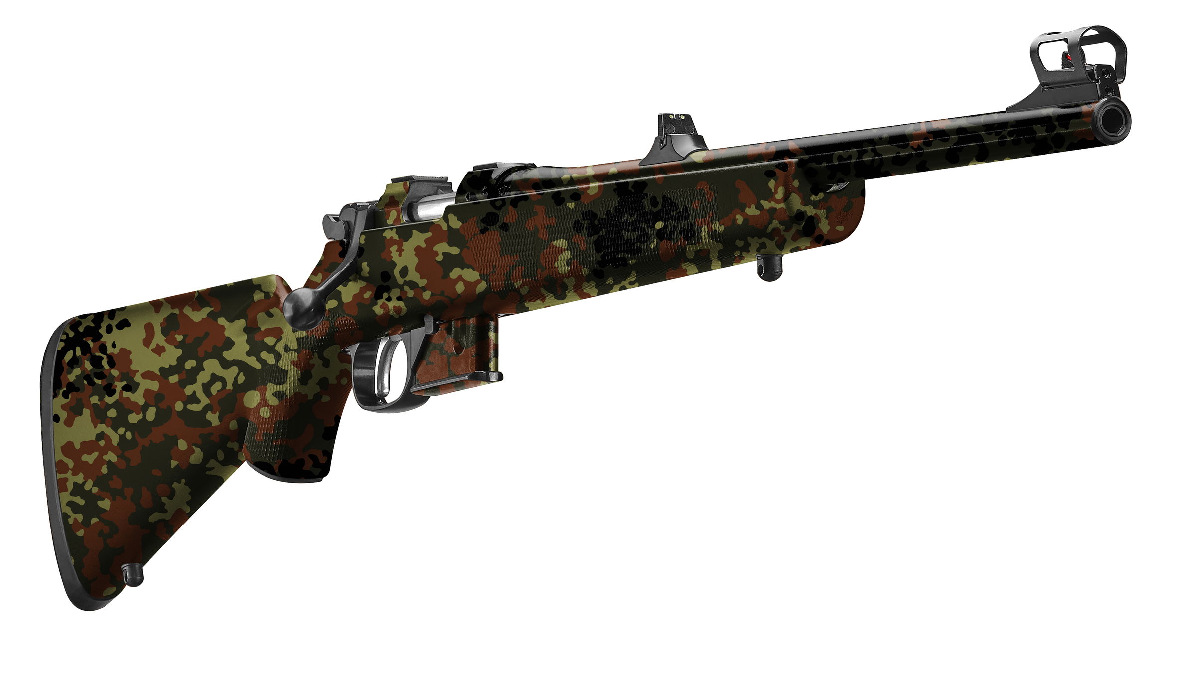 Airsoft-Scharfschützengewehr mit Tarnmuster-Design, Bolt-Action-Mechanismus.