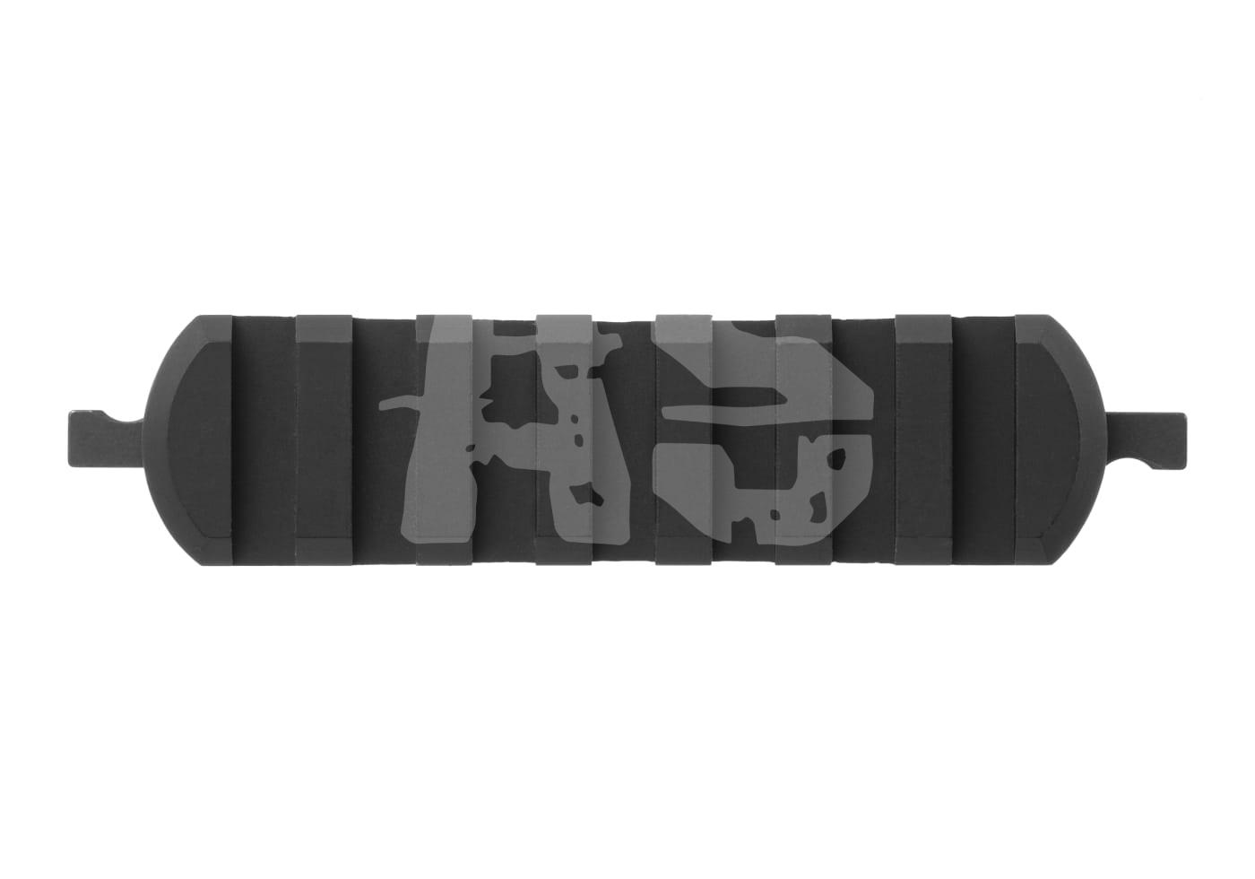 QD MLOK 7 Slot Rail Section Schwarze Railabdeckung mit strukturiertem Design für Airsoft-Waffen.