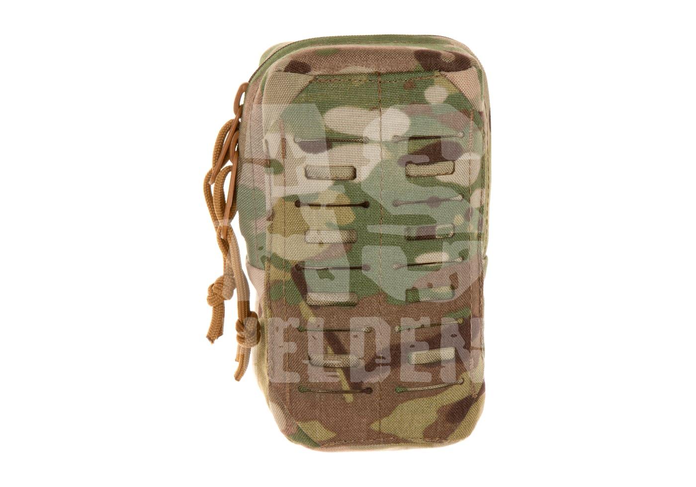 Tarnfarbenes Molle-Tasche mit Reißverschluss und Kordelzug, ideal für Airsoft-Zubehör.