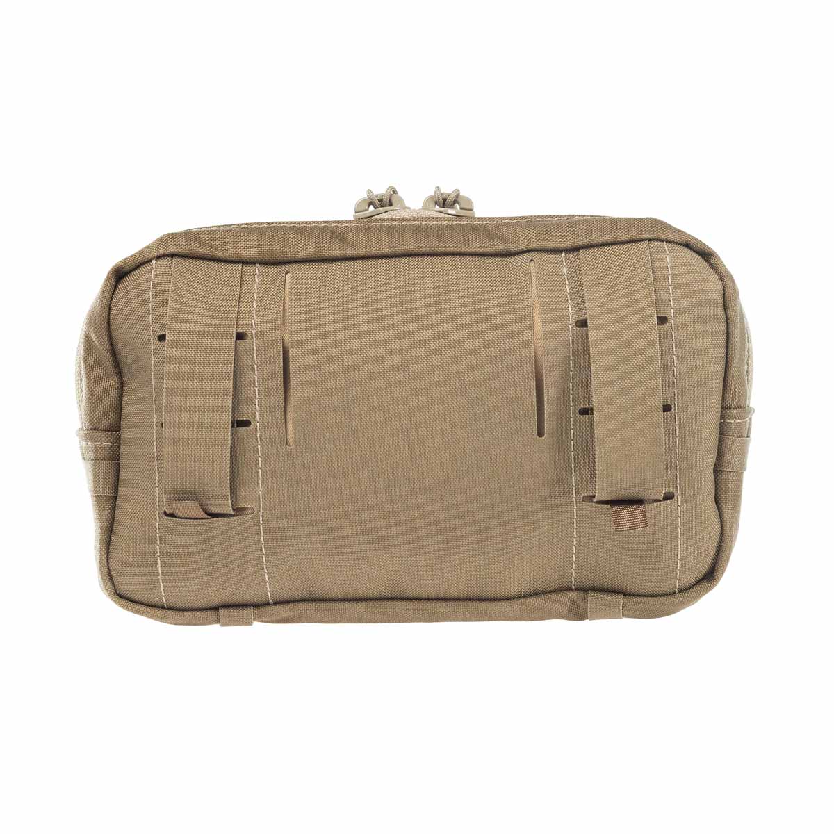 Khakifarbene MOLLE-Tasche mit Reißverschluss, ideal für Ausrüstung und Zubehör im Airsoft.