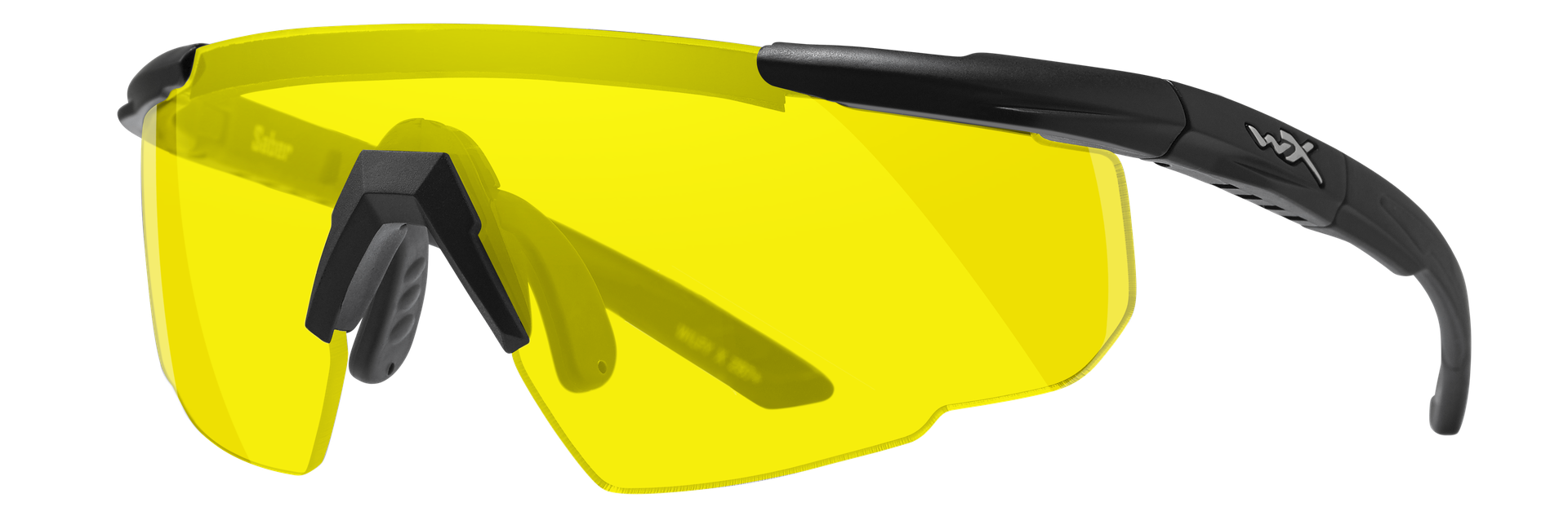 SABER ADV Pale Yellow Matte Black Frame Schutzbrille mit gelben Gläsern und schwarzem Rahmen.