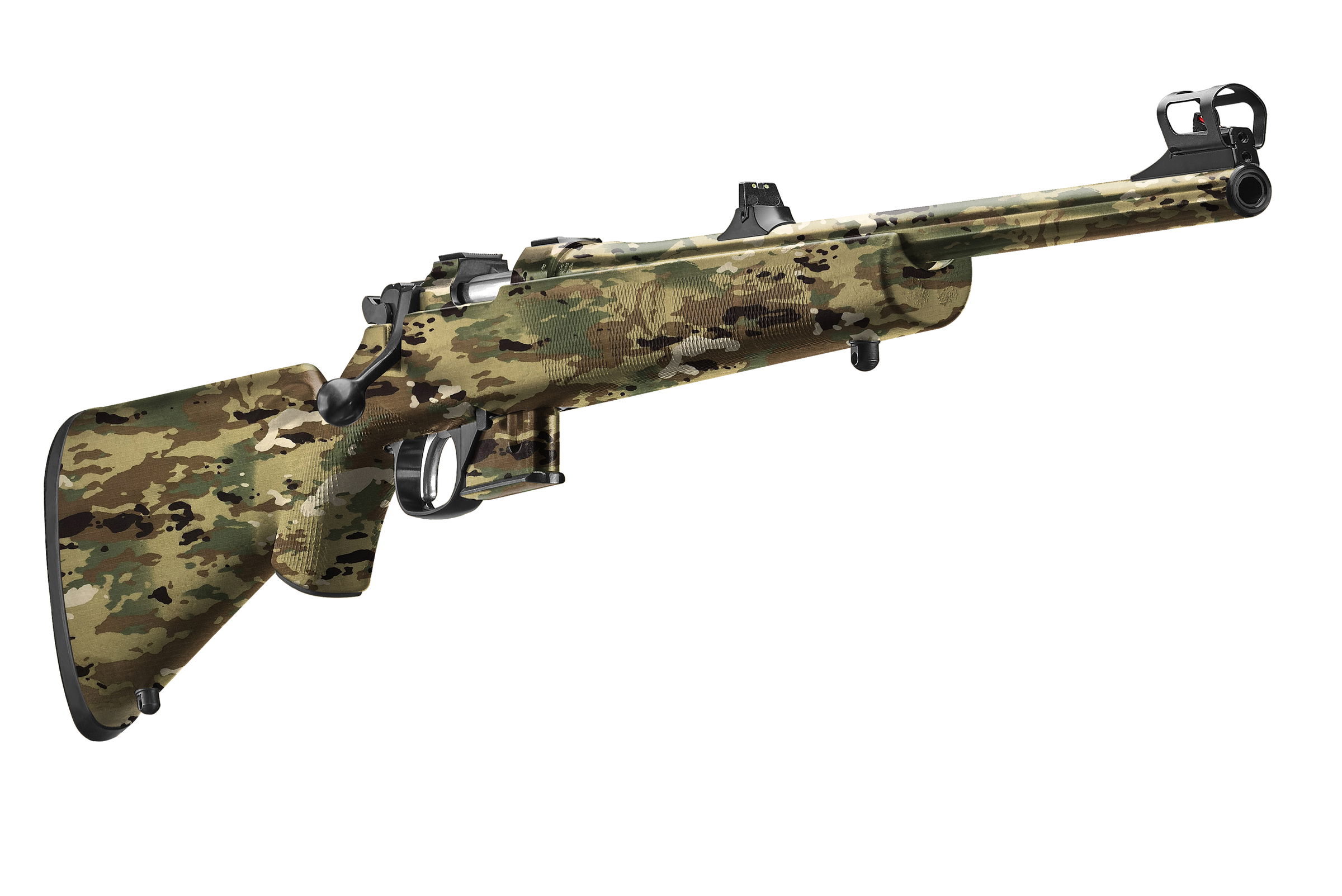 GunsWrap Rifle Skins Tarnfarbenes Bolt-Action-Gewehr für Airsoft mit kurzem Lauf und Zielfernrohrhalterung.