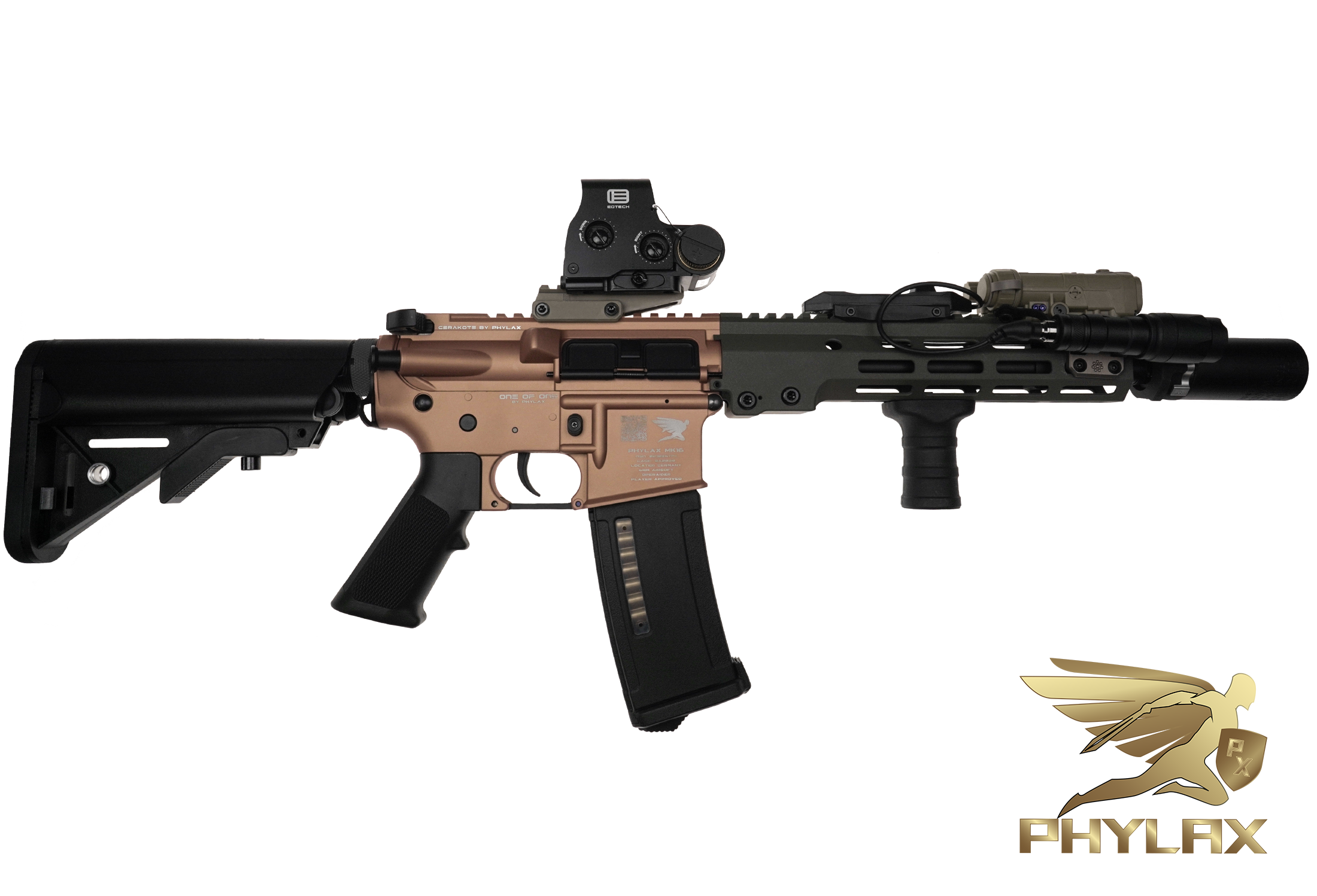 One of One Phylax PHX Series MK16 with Gate TITAN II Bluetooth, Cerakote Copper x Coblat Kinetics Green, ab 18 Jahre