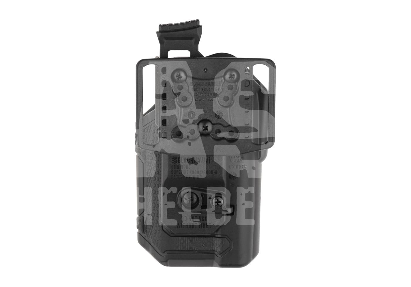Omnivore Holster für Surefire X300/X300U-A Schwarzes Tactical-Holster für Airsoft-Pistolen, robuste Bauweise, einstellbare Befestigungsmöglichkeiten.