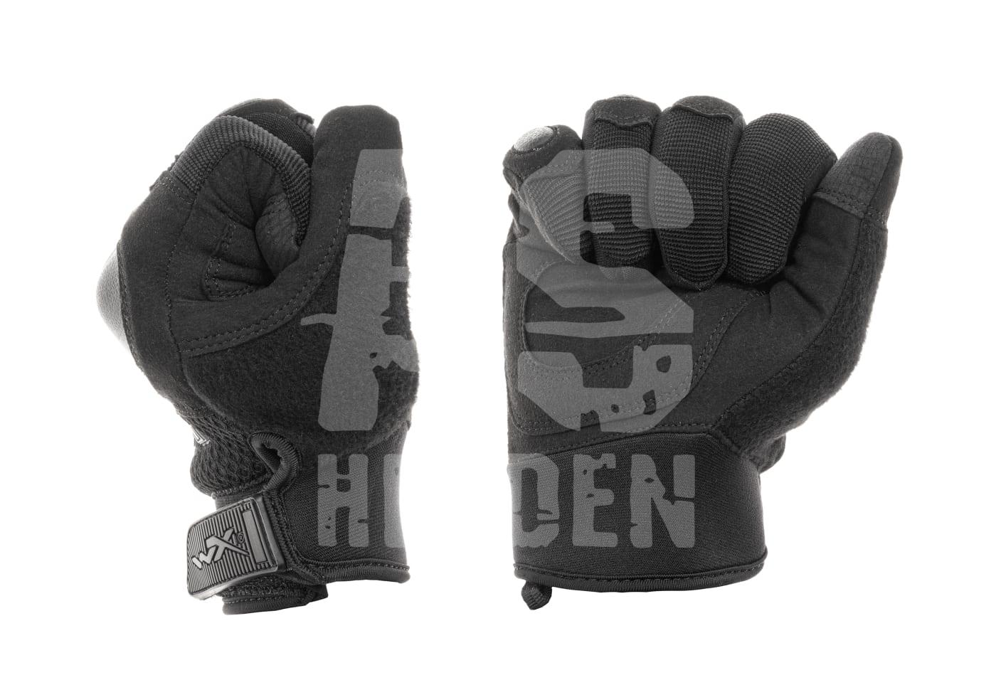 Schwarze taktische Handschuhe mit Klettverschluss, ideal für Airsoft.