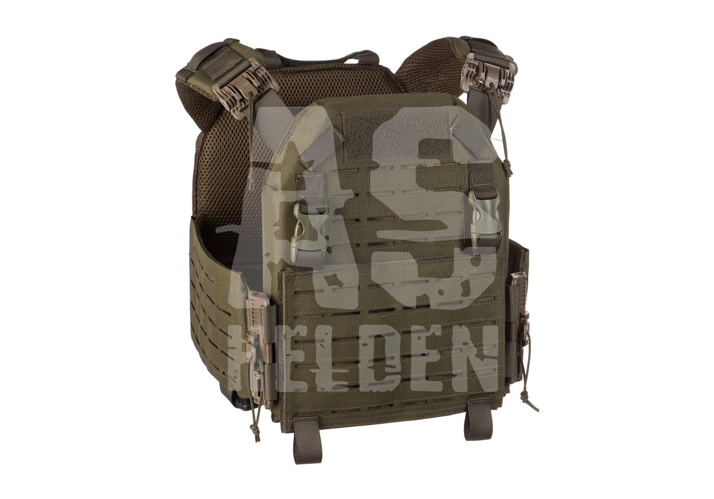 Reaper QRB Plate Carrier Olivegrüne Airsoft-Weste mit Schlaufen und Schnallen, robust und anpassbar.