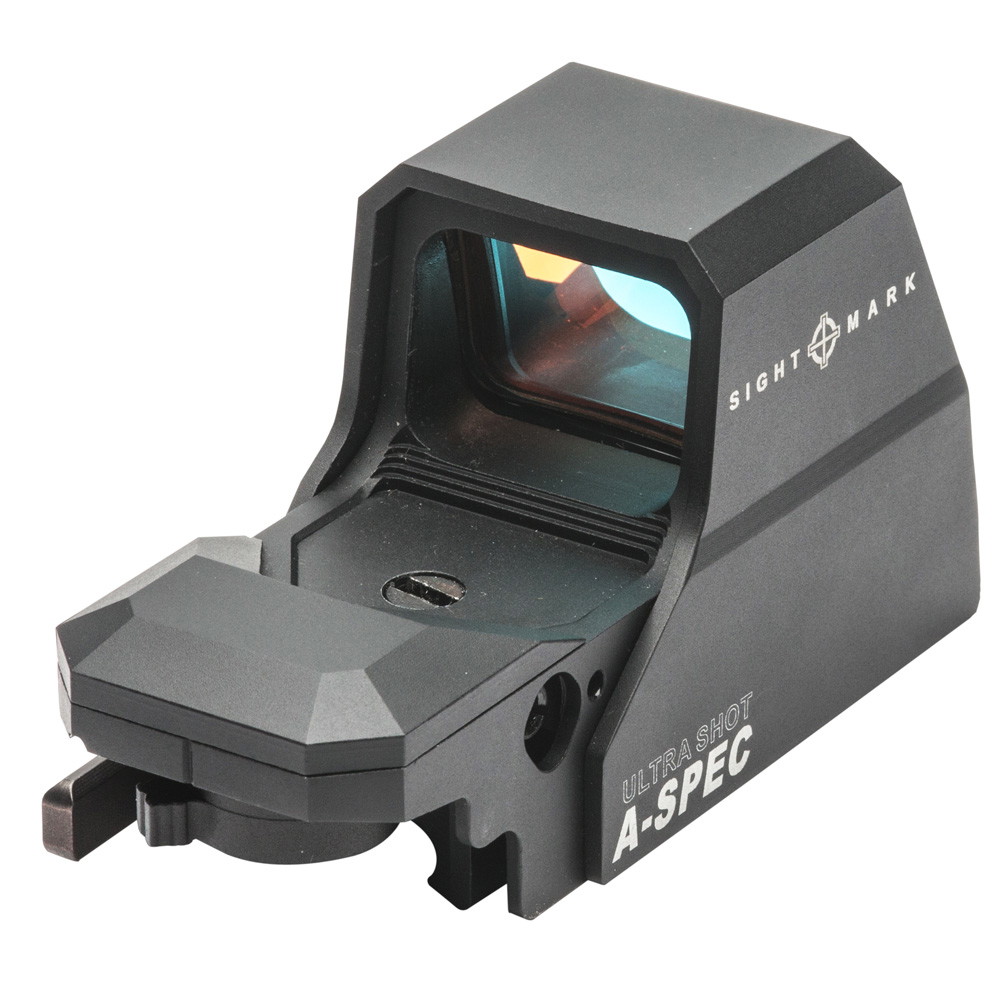 Schwarzes Reflexvisier Sightmark Ultra Shot A-Spec für Airsoft-Gewehre.