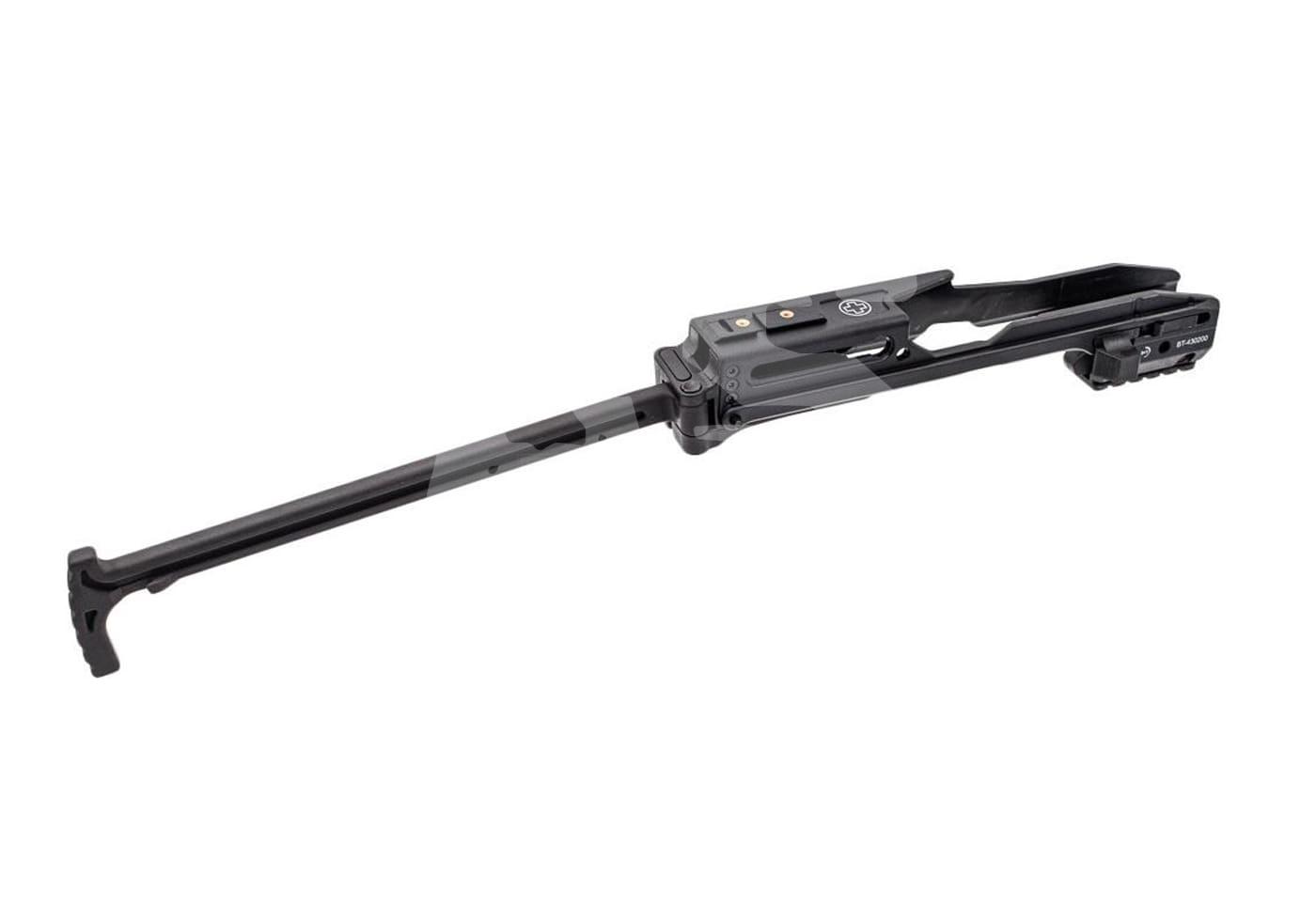 Faltbarer Schaft für Airsoft-Gewöhre in Schwarz, optimal für individuelle Anpassung und Transport.