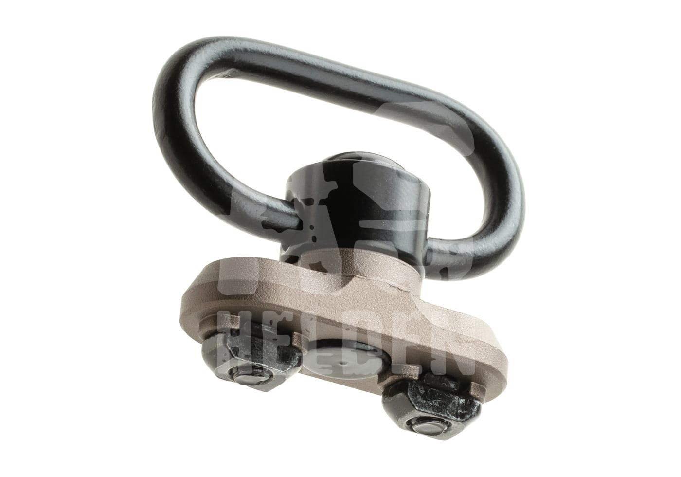 Airsoft QD-Sling Swivel mit Befestigungsplatte, schwarz-grau, für taktische Ausrüstung.