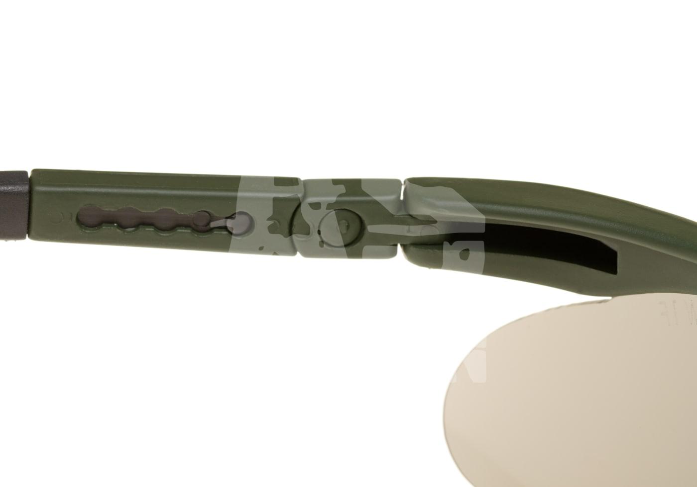SWISS EYE® Raptor Detailaufnahme eines grünen Scharniers einer Schutzbrille für Airsoft.