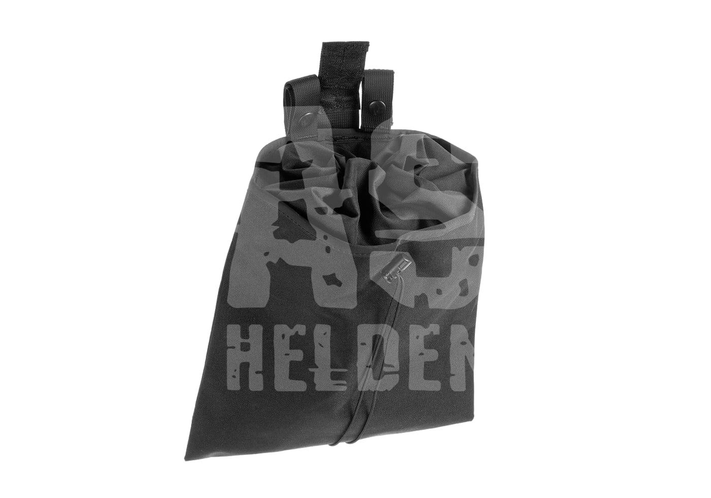 Schwarzer Airsoft-Dump Pouch mit Kordelzug und MOLLE-Befestigung.
