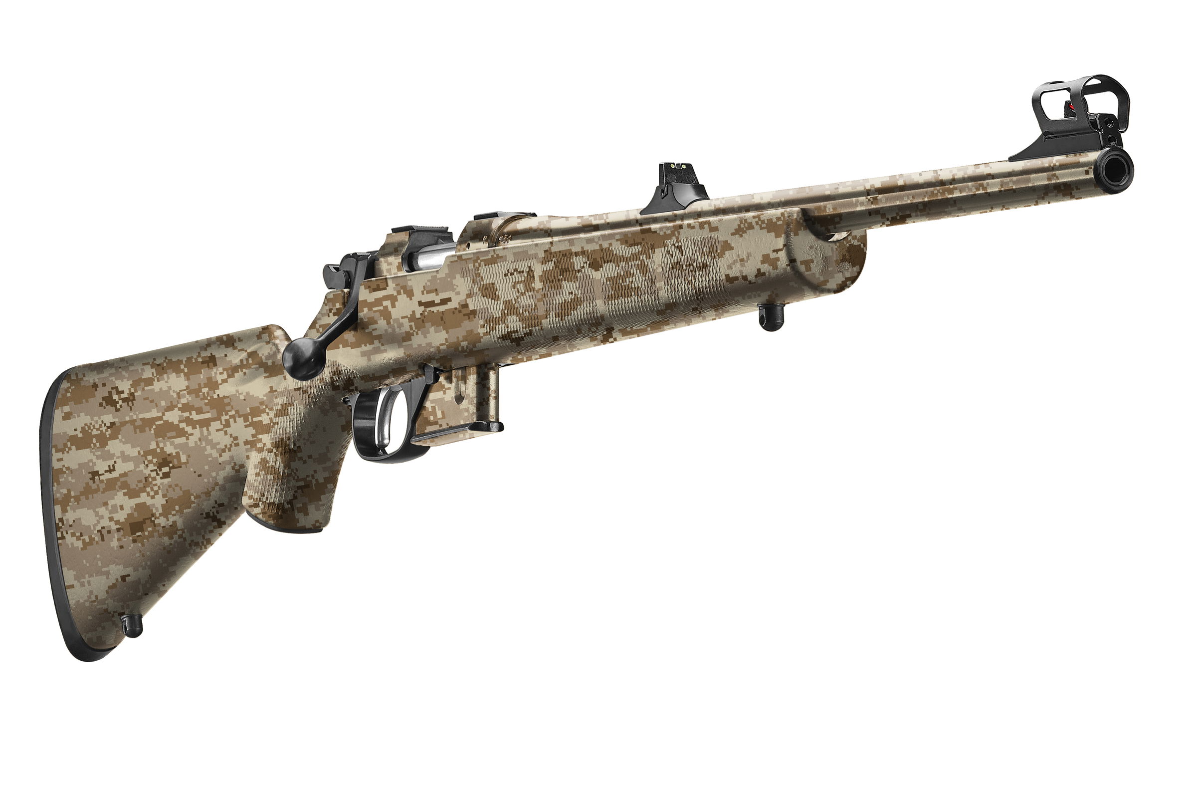 GunsWrap Rifle Skins Airsoft-Scharfschützengewehr mit digitalem Tarnmuster und Zielfernrohrhalterung.