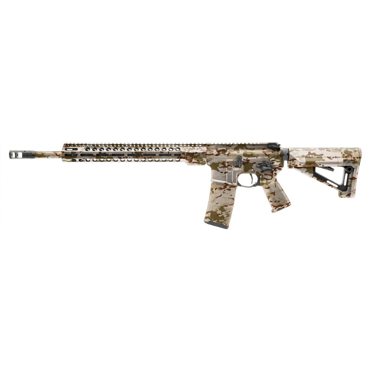 GunsWrap AR15 / M4 Rifle Skins Airsoft-Gewehr in Wüsten-Camo-Design, mit taktischer Schiene und verstellbarem Schaft.