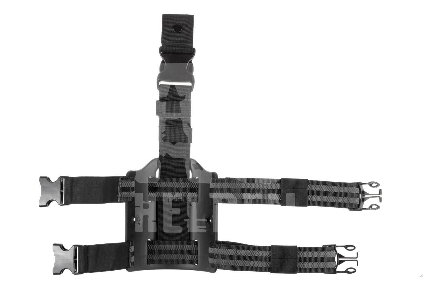 Taktische Beinschlaufe mit Schnellverschlüssen in Tarnfarbe für Airsoft-Ausrüstung.