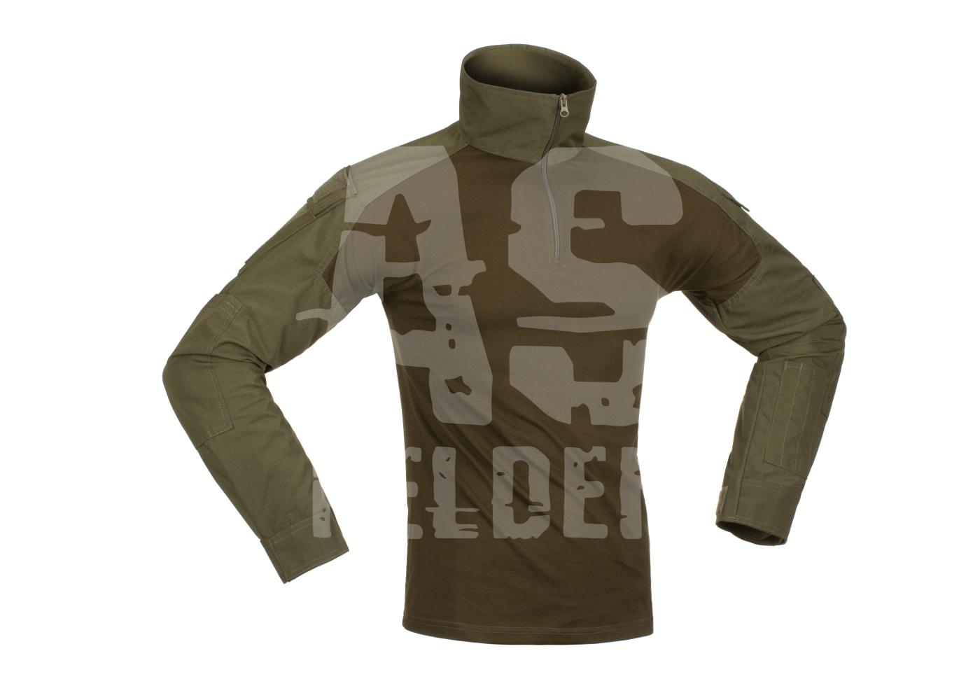 Invader Gear Combat Shirt Olivegrünes Combat-Shirt mit Reißverschlusskragen, ideal für Airsoft-Spiele.