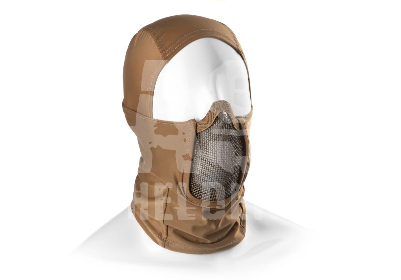 Taktische Balaclava mit Mesh-Gesichtsschutz in Braun für Airsoft.