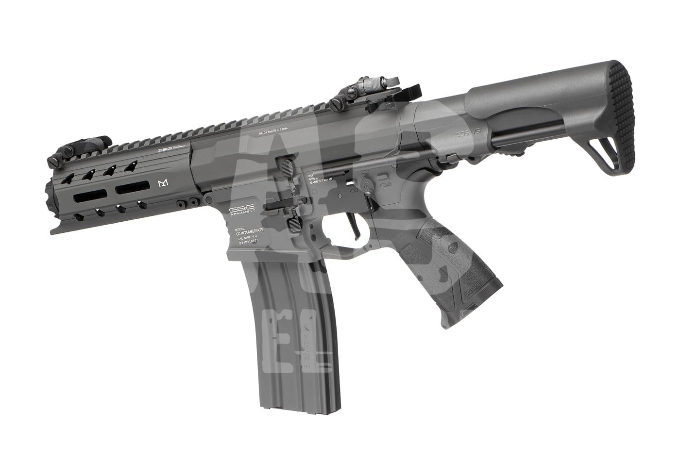 G&G ARP 556 0.5J - ab 16 Jahren Airsoft-Gewehr, modernes Design, schwarz-graues Finish, individuell anpassbar, seitliche Schienen. Ideal für Airsoft-Spiele.