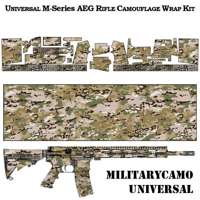 Tarnfolien-Kit für M-Serie AEG Airsoft-Gewehr, Militarycamo-Design, universeller Schnitt.