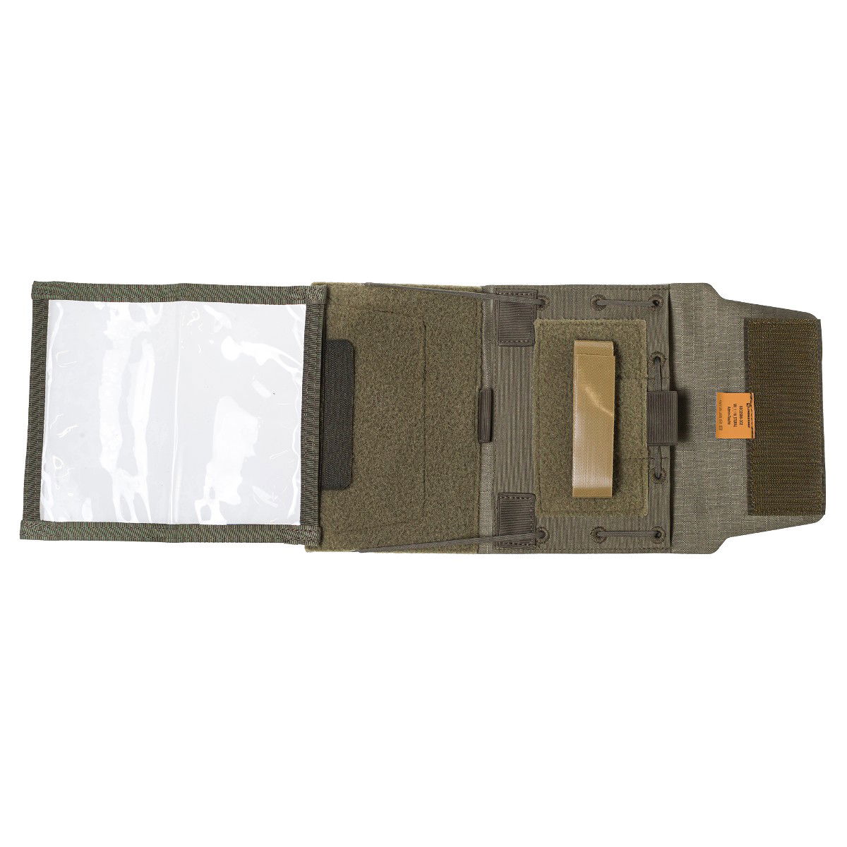 Lindnerhof Admin-Tasche MX116 Olivegrüne taktische Klappmappe mit Klarsichtfach und Gurtbefestigung, ideal für Karten und Dokumente.
