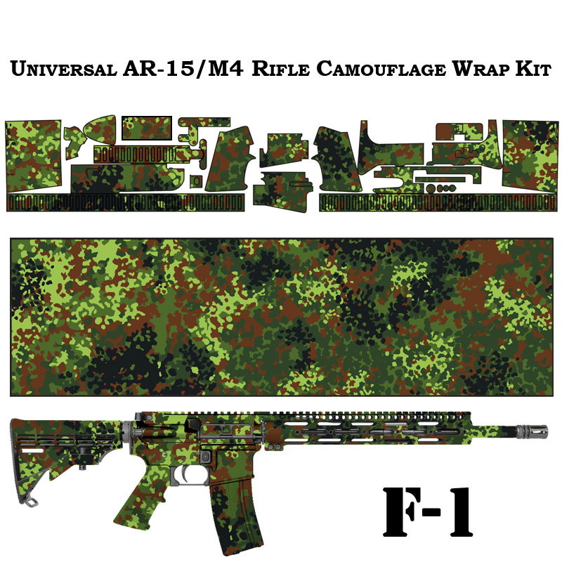 GunsWrap AR15 / M4 Rifle Skins Tarnmuster-Folienkit für AR-15/M4, grün-braun-schwarz, zur Anpassung von Airsoft-Gewehren.