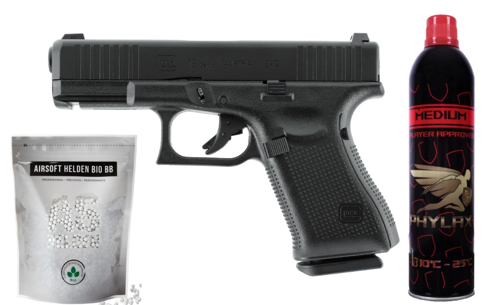 SET GLOCK 19 Gen.5 GBB schwarz - ab 18 Jahren