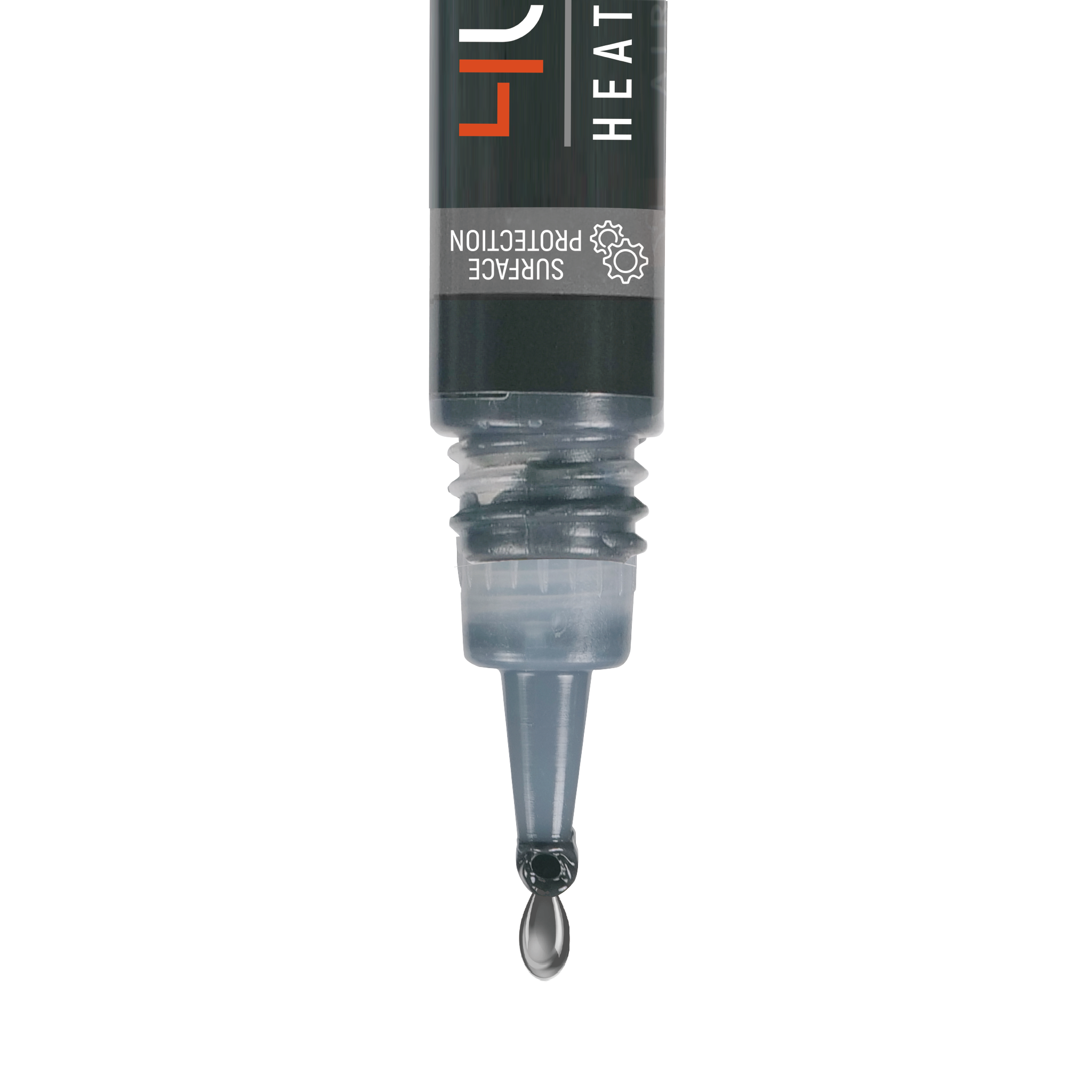 Tropfender Applikator einer Tube mit klarer Flüssigkeit.