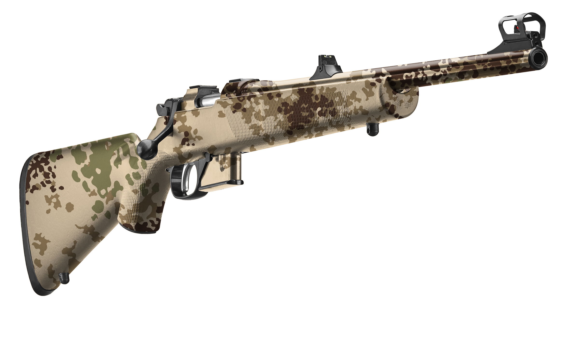 Airsoft-Scharfschützengewehr mit Tarnmuster, realistisch, für Outdoor-Spiele geeignet.