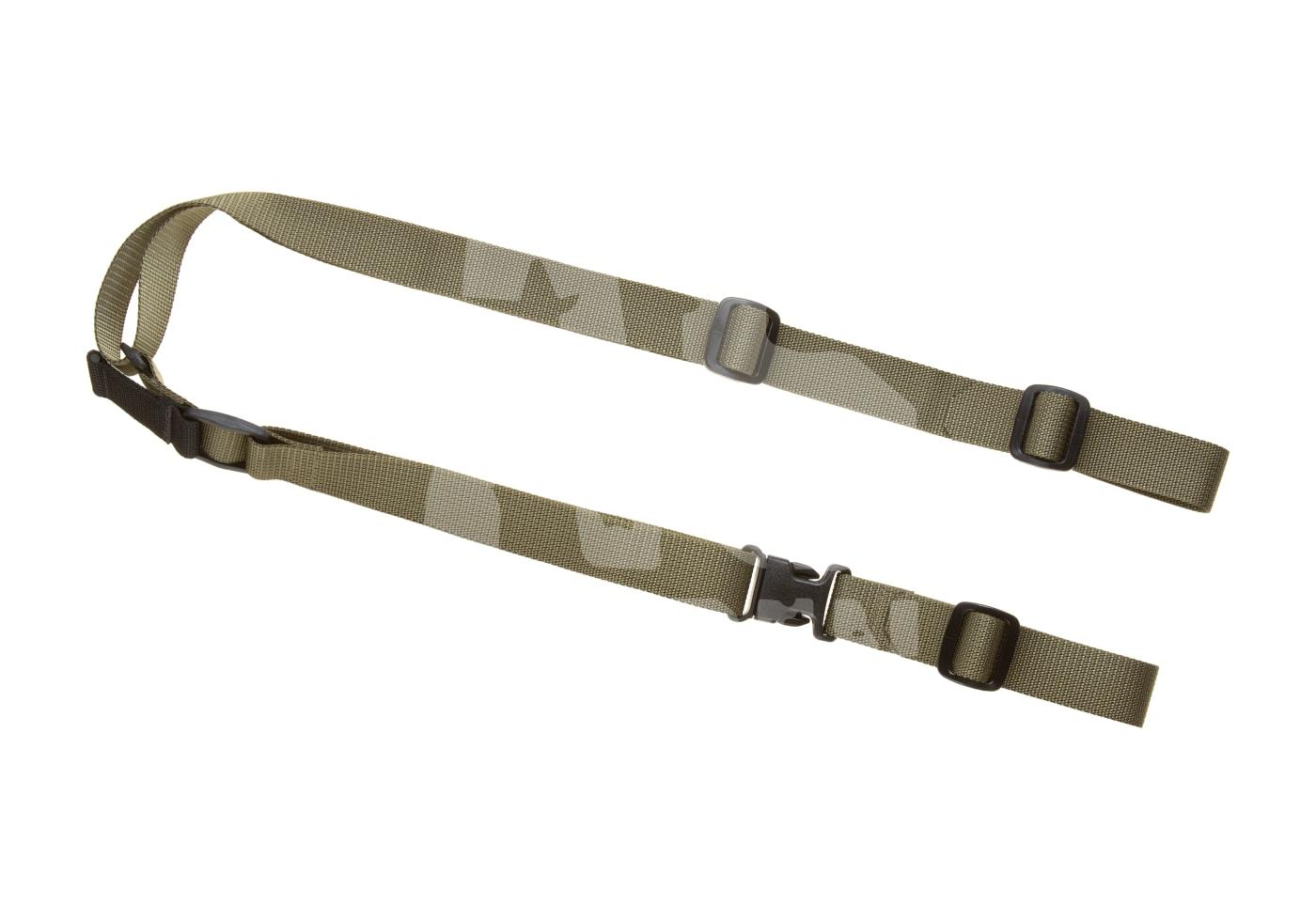 Einstellbarer olivgrüner Gewehrriemen mit Clipverschluss und Metallschnallen für Airsoft-Waffen.