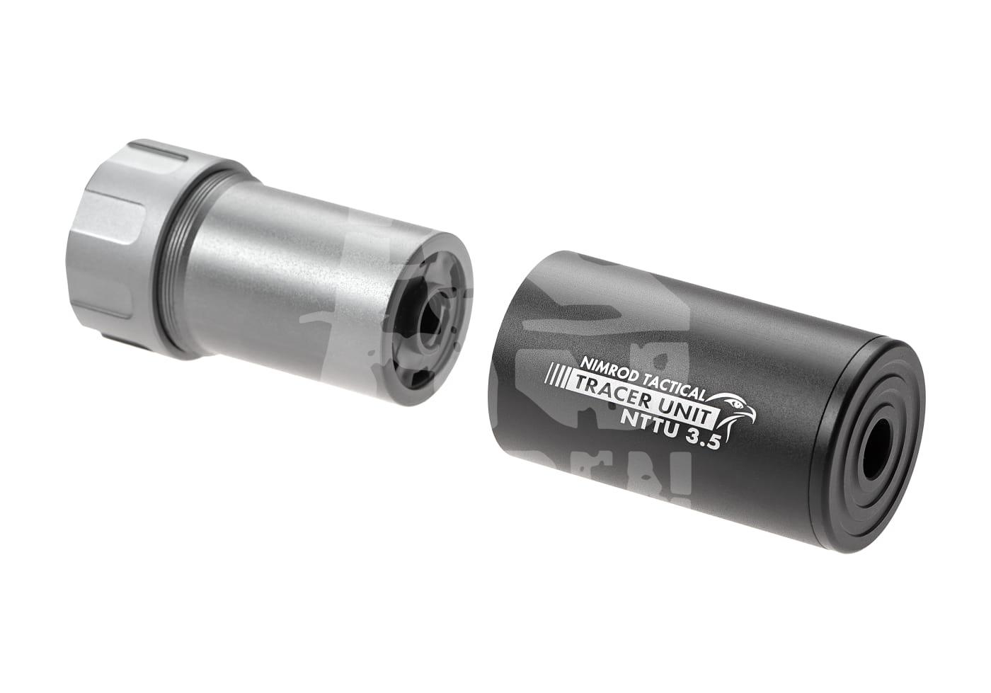 Abnehmbares Airsoft-Tracer-Gerät, Nimrod Tactical NTTU 3.5, in zwei Teilen.