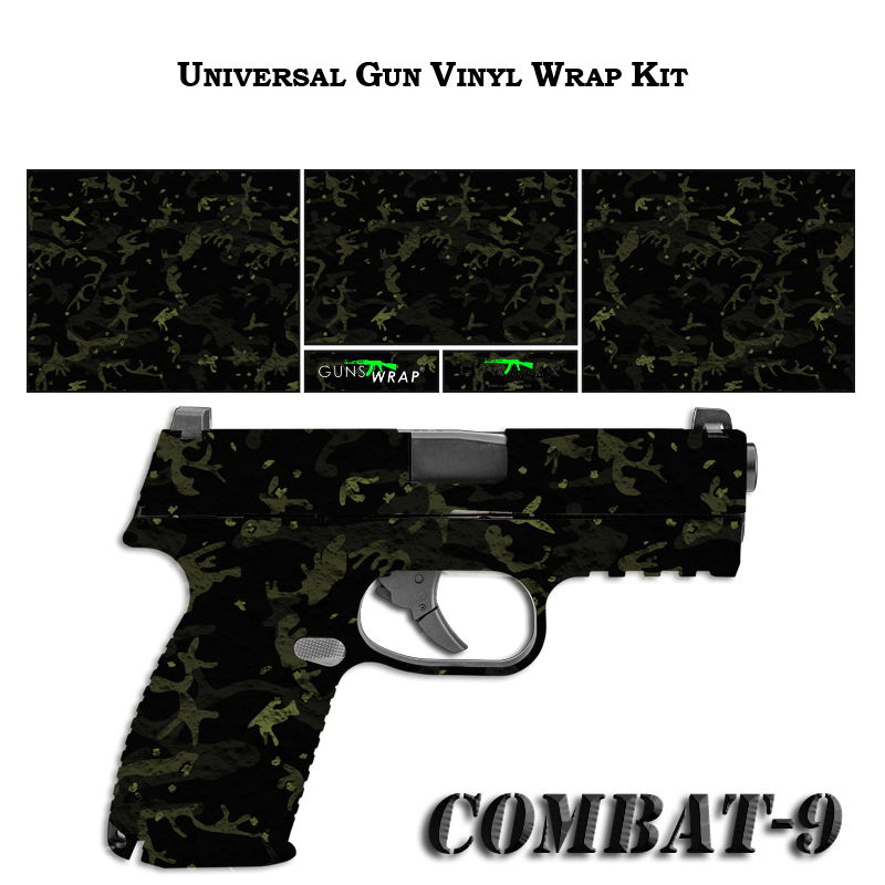 Gun Vinyl Wrap Kit mit grünem Tarnmuster, passend für Combat-9 Pistolen.