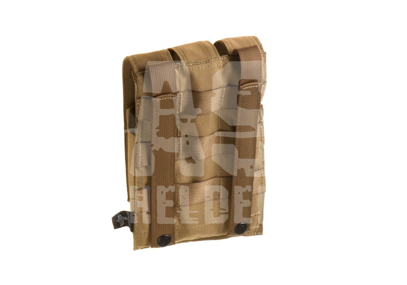 Coyote-braune Magazintasche aus Nylon-Gewebe mit Molle-Webbing und Druckknöpfen.