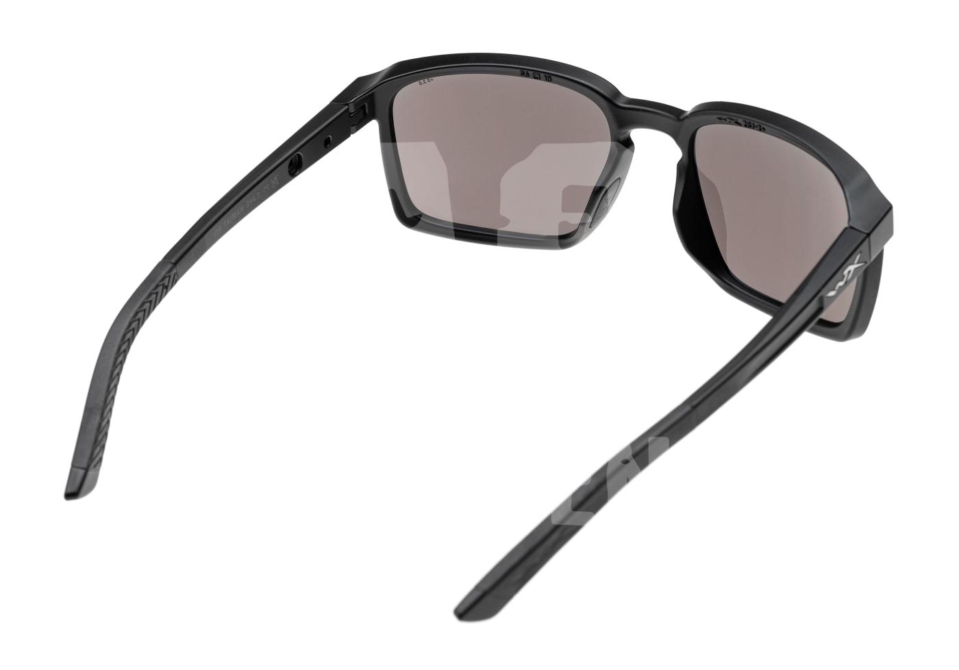 Airsoft Schutzbrille, schwarz, mit dunklen Gläsern und robustem Rahmen, seitliche Ansicht.