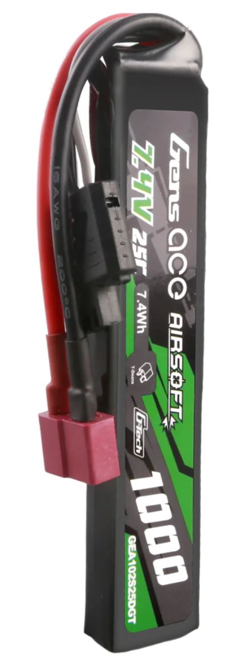 Gens ace G-Tech 25C 1000mAh 2S1P 7.4V Airsoft Gun Lipo Battery with T Plug