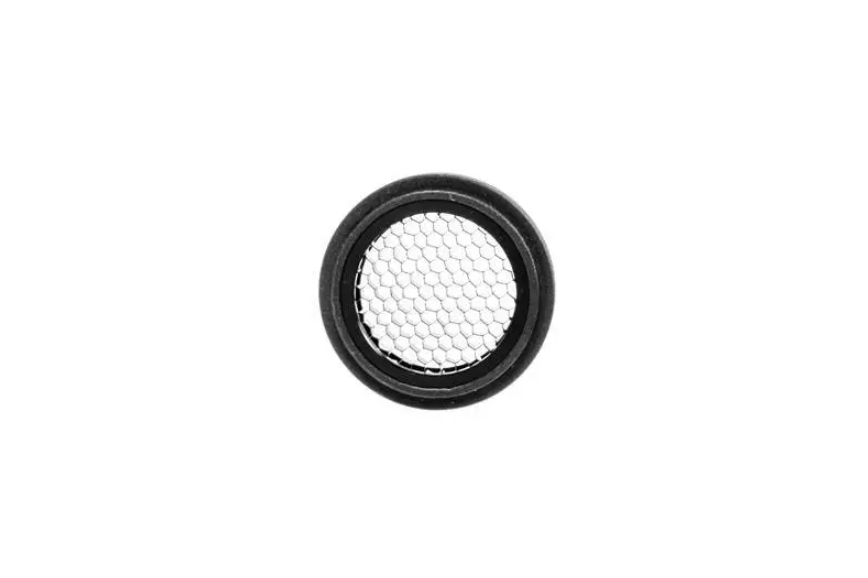 Airsoft Schutzgitter für Optik, rund, mit Honigwabenstruktur.