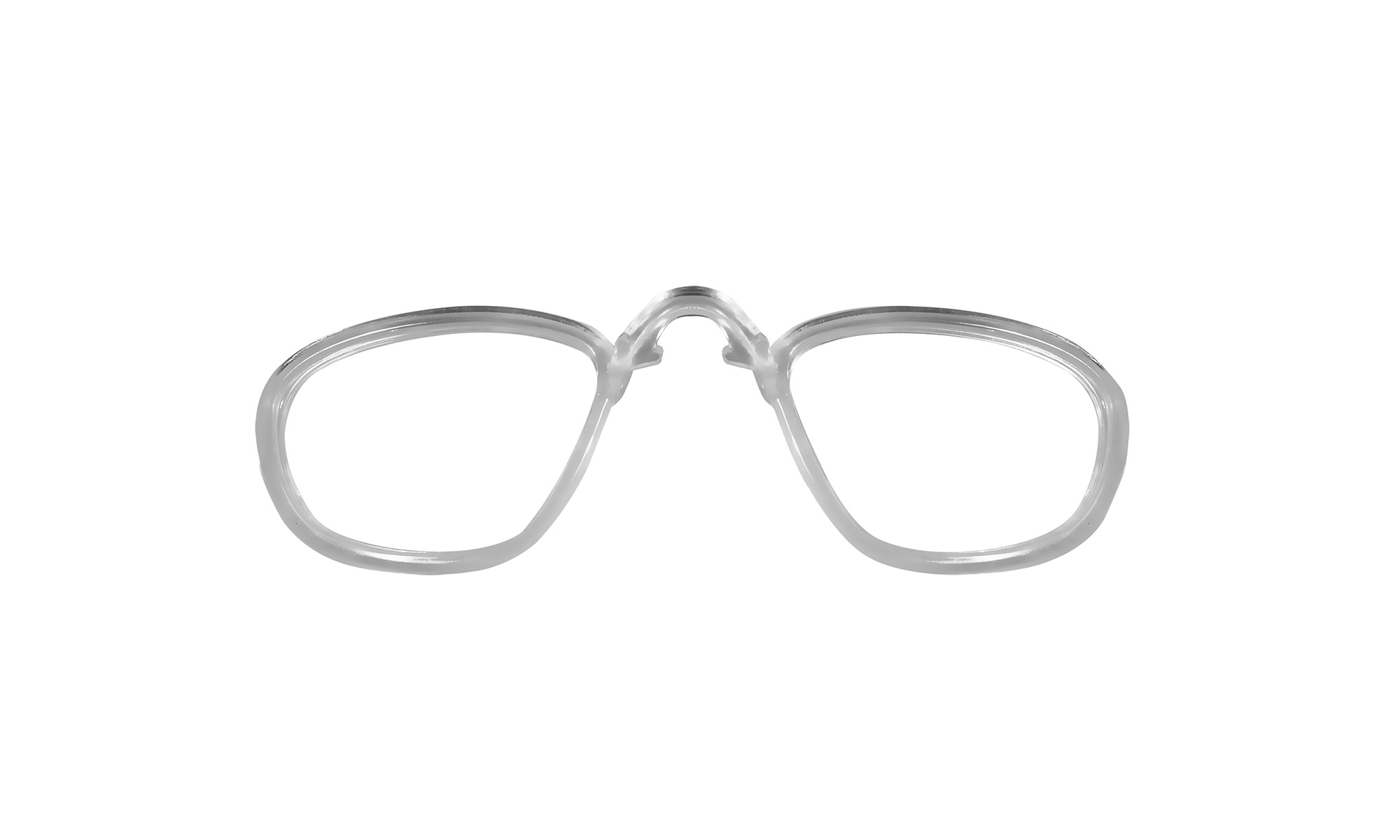 Transparente Schutzbrille auf weißem Hintergrund.