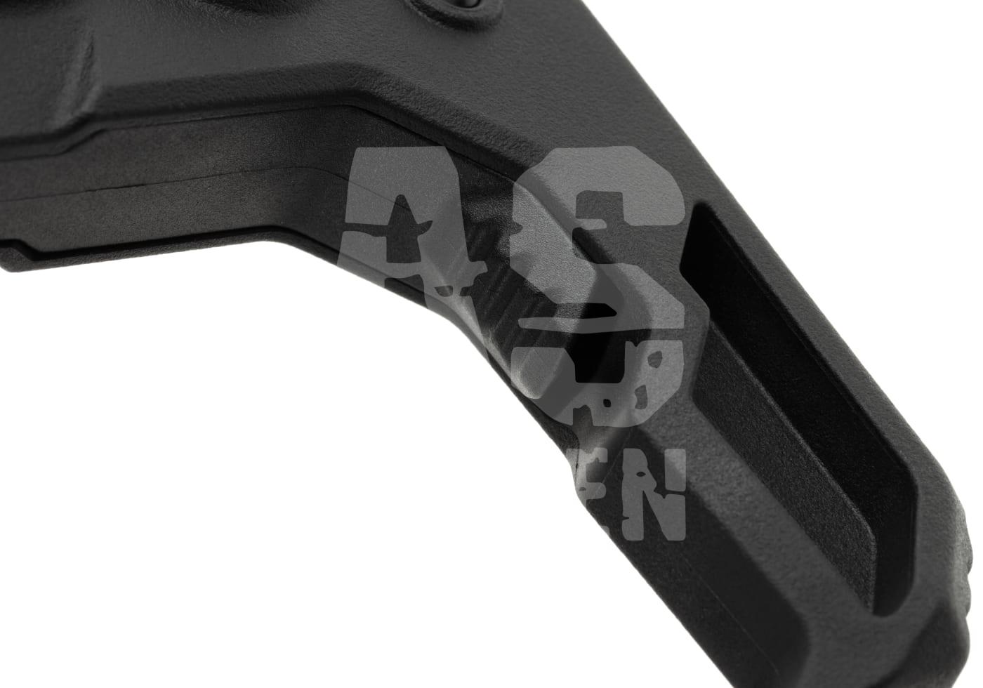 Schwarzer Airsoft-Handgriff mit ergonomischem Design und Struktur für verbesserten Halt.