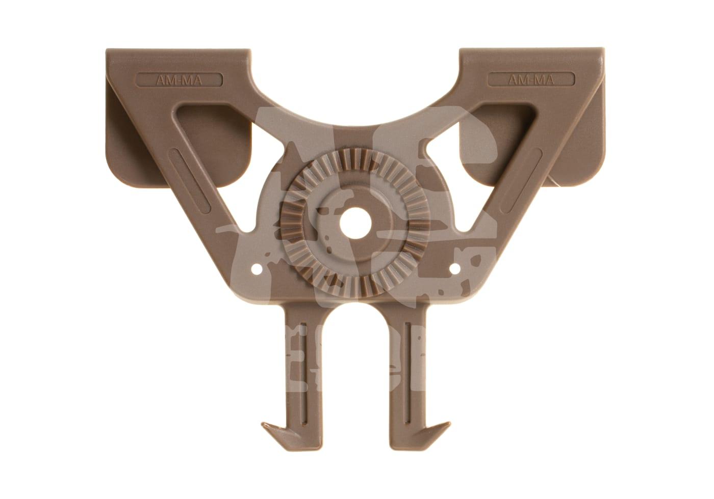 Taktische Halterung in Coyote-Tan für Holster, passend für Airsoft-Ausrüstung.